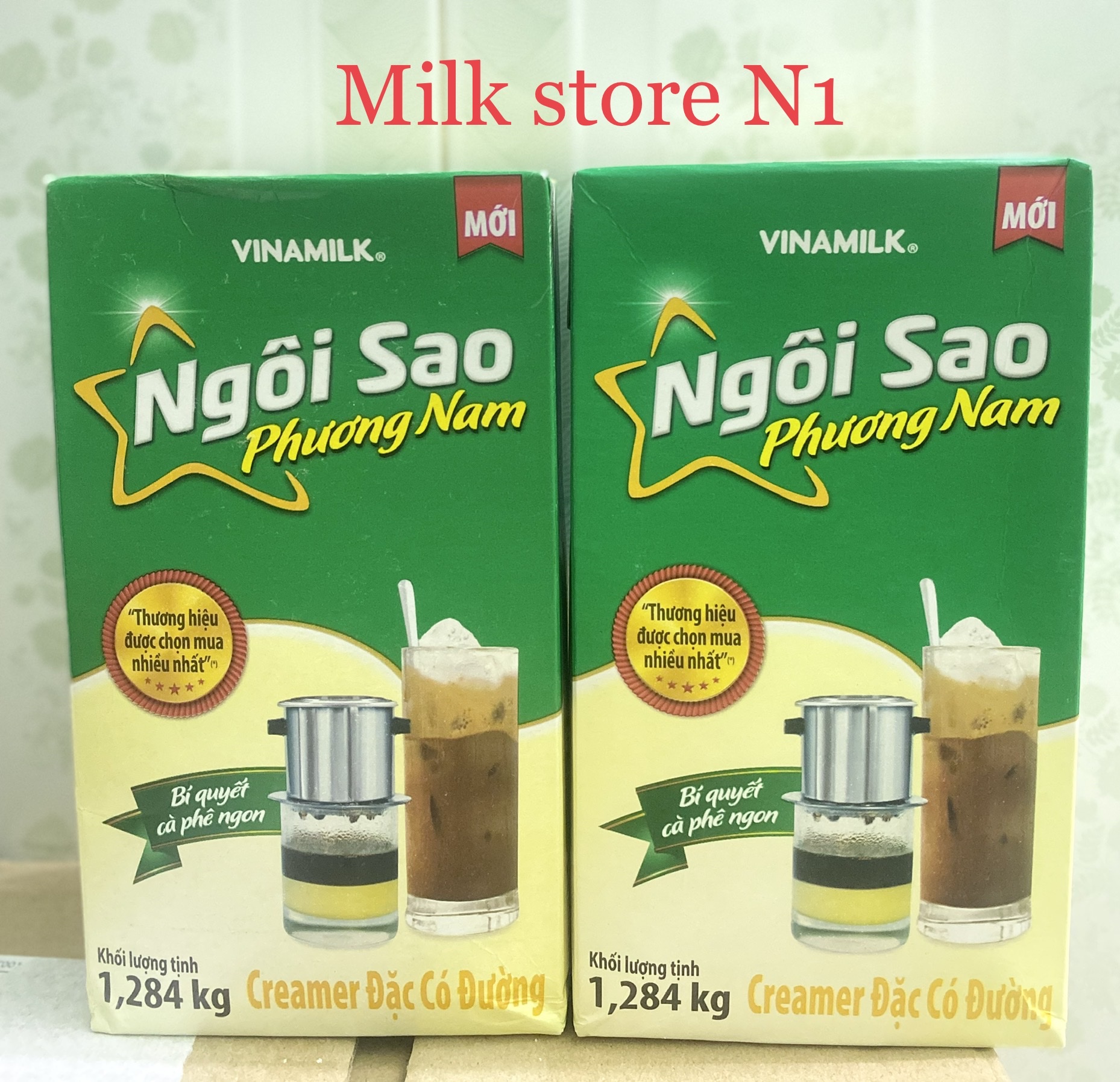 2 Hộp Kem đặc có đường Ngôi sao Phương Nam Xanh lá hộp 1,284kg