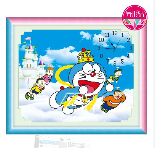 TRANH ĐÍNH ĐÁ đồng hồ Doremon và các bạn Ailuo AL77498 |52x42| chưa đính