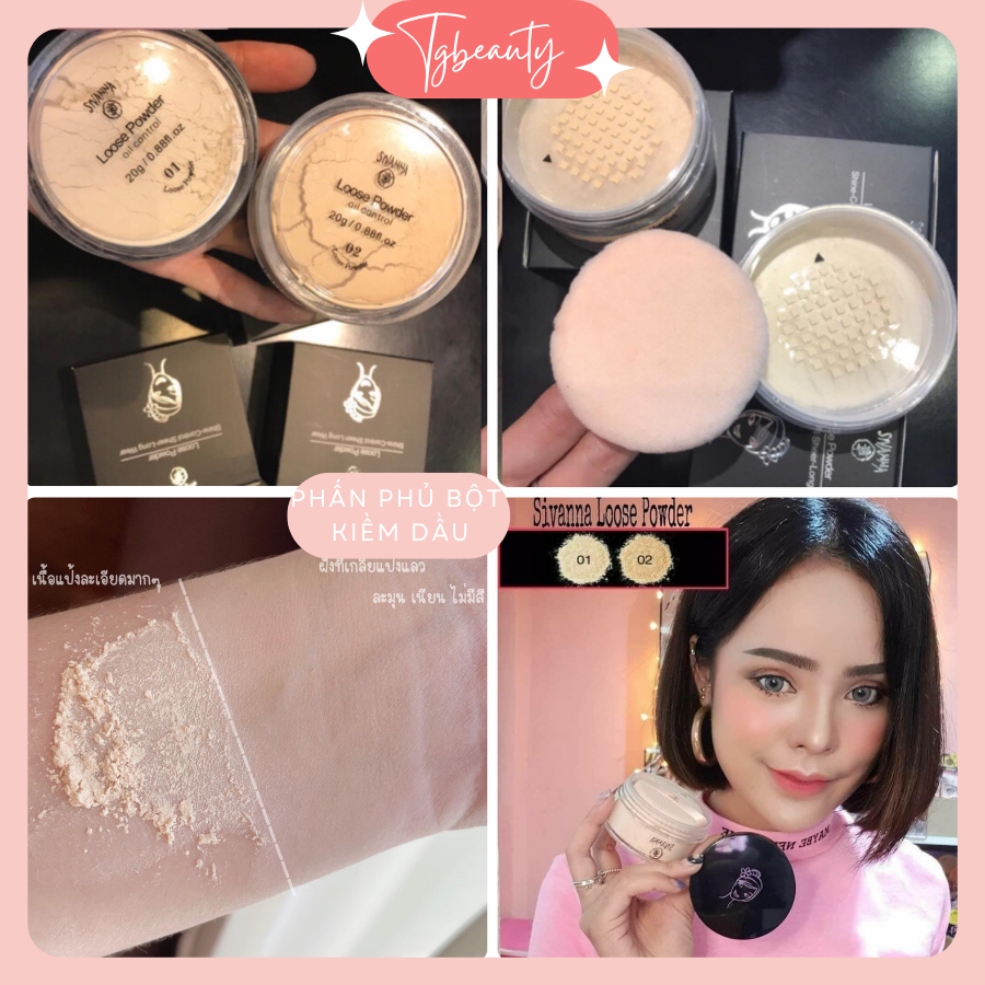 Phấn phủ bột sivanna loose powder shine-control sheer-long wear oil control