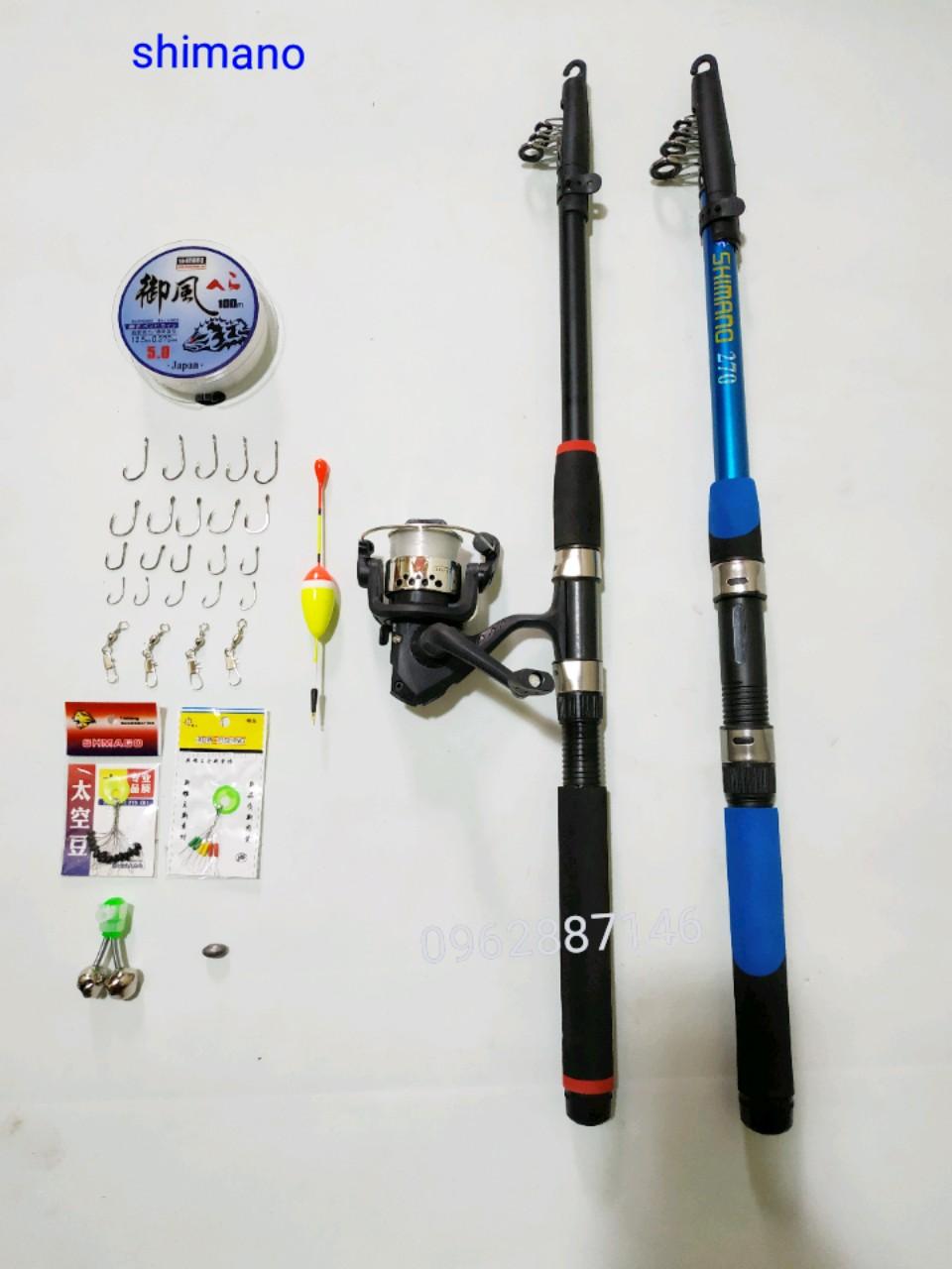 bộ cần câu cá shimano 1m8 +máy+phụ kiện đầy đủ (*Kim Thủy)