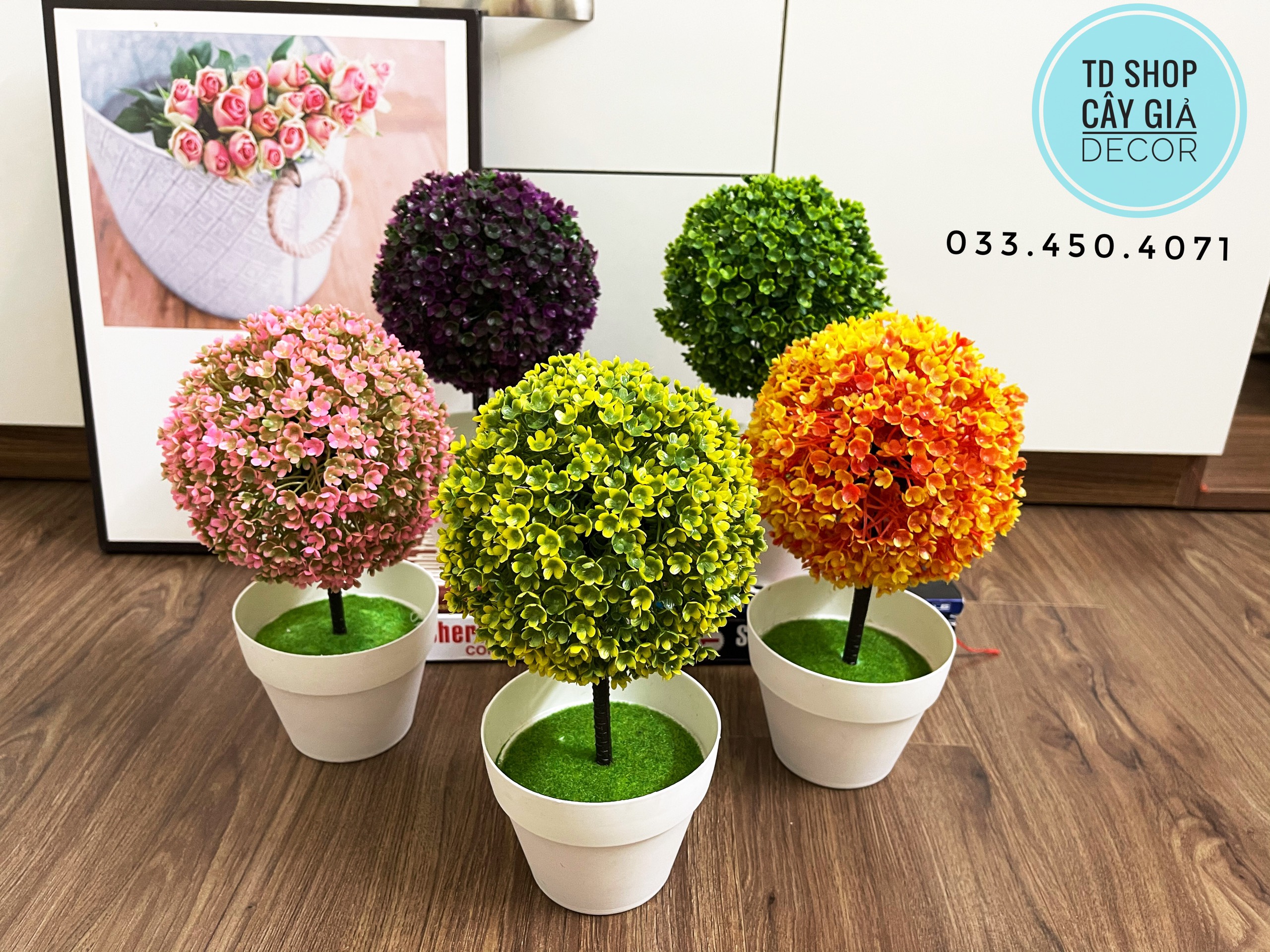 Cây giả - chậu cây cẩm tú cầu siêu đẹp để bàn