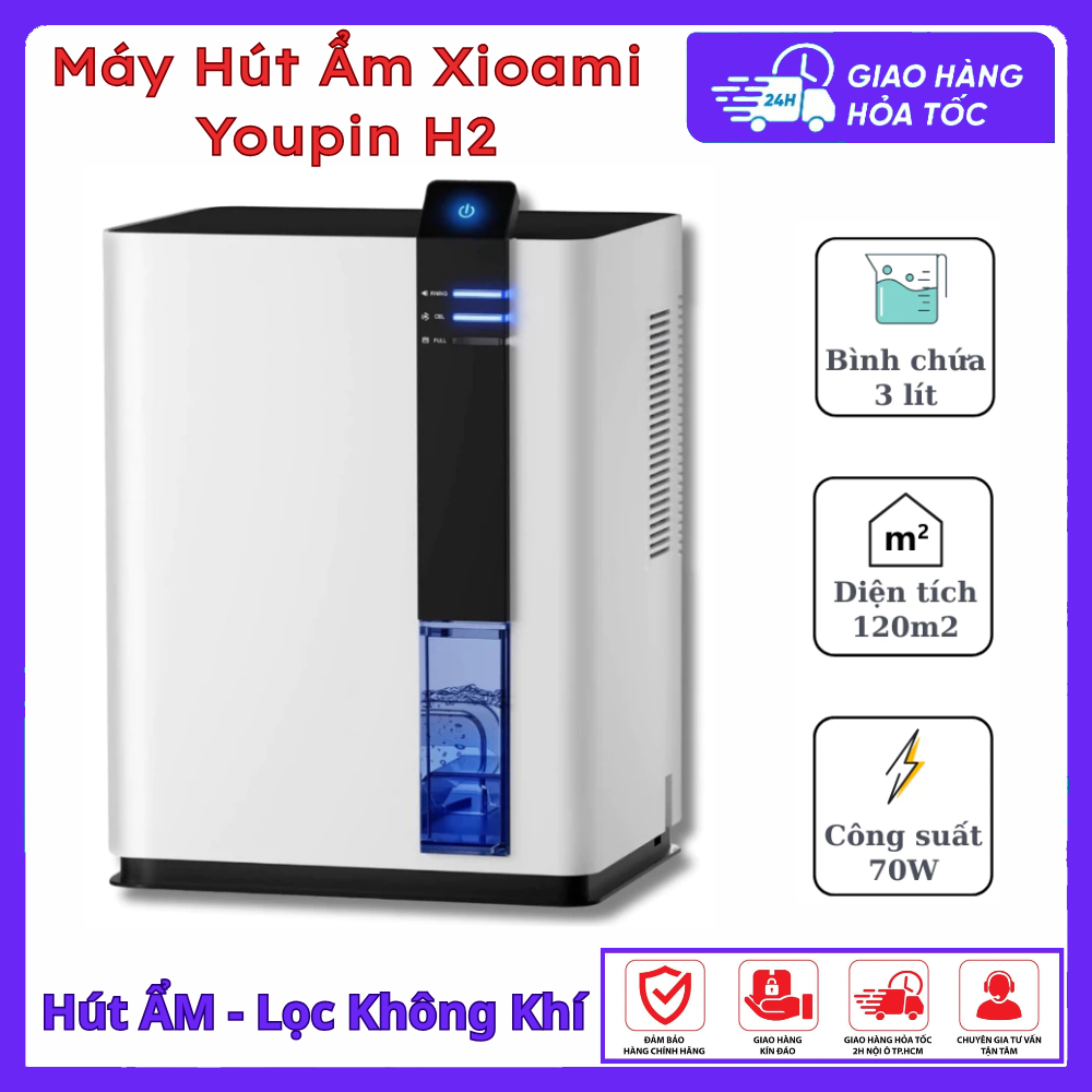  Máy Hút Ẩm Không Khí Xiaomi Dehumidifier H2 Thông Minh Dung Tích 3L Công Suất Lớn 70W Giúp Làm Khô Nhanh Ngắt Tự Động 