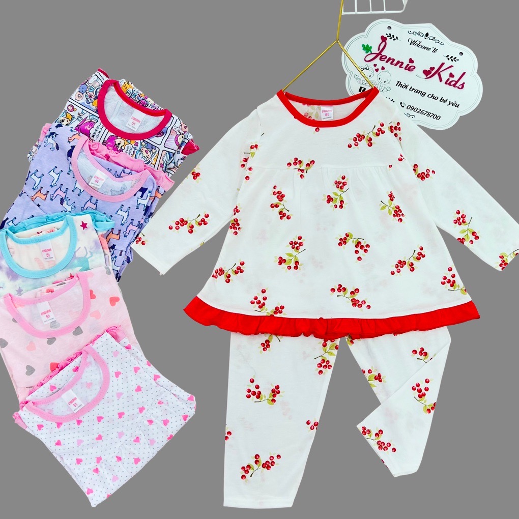 Đồ bộ thu đông bé gái bộ bé gái tay dài baby doll bé 2-5 tuổi thun cotton vnxk Jennie kids J519 - 7