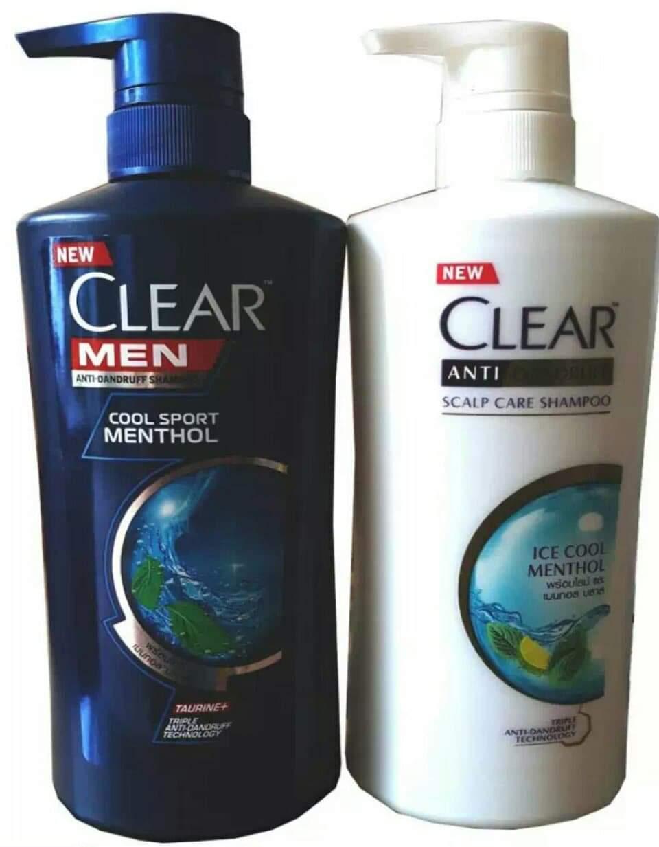 Bộ 2 chai dầu gội clear men và clear bạc hà thái lan