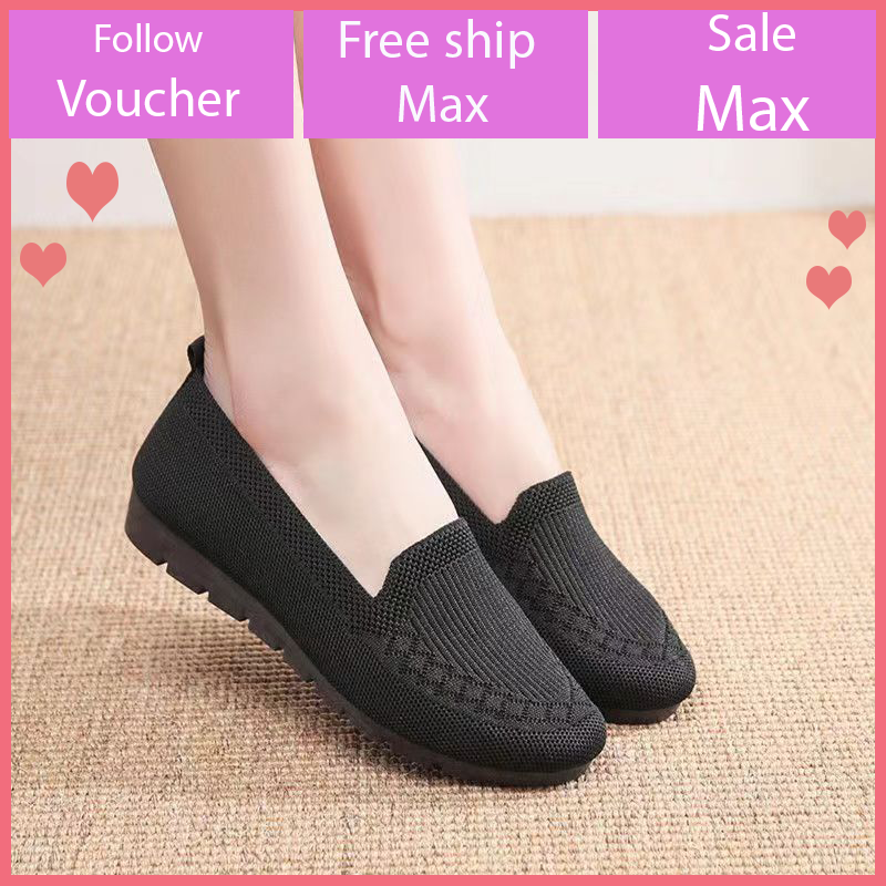 Giày búp bê vải nữ giày lười dệt lưới thoáng khí đế bằng 2cm chống trơn trượt đi bộ cực êm chân kiểu dáng đơn giản Javit V373