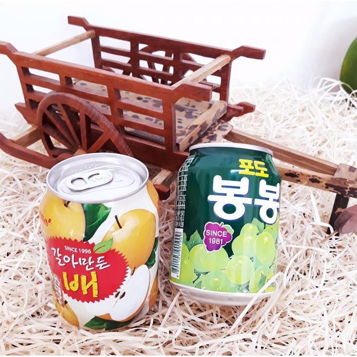 Combo 2 nước ép nho+ lê đóng lon hàn quốc 238ml