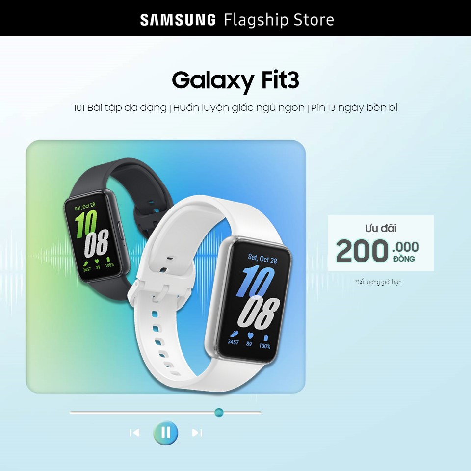 Đồng hồ Samsung Galaxy Fit3 Thiết bị theo dõi sức khỏe cảnh báo té ngã pin 13 ngày bền bỉ