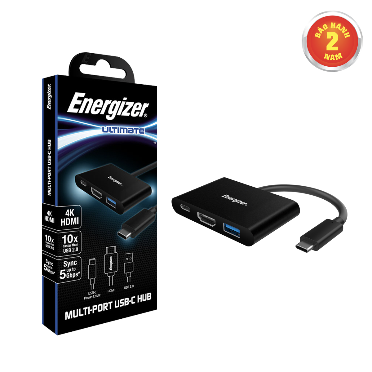 BỘ CHUYỂN USB-C3.1 HUB ENERGIZER USBA/USB-C/HDMI - HC303CV