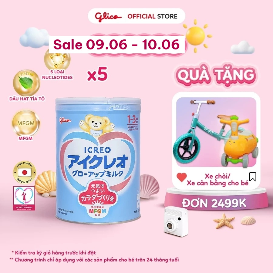(FREEESHIP-QUÀ-VC10%) Combo 5 Lon Sữa Bột Dinh Dưỡng Glico Icreo Grow-Up Milk (Lon 820gr)