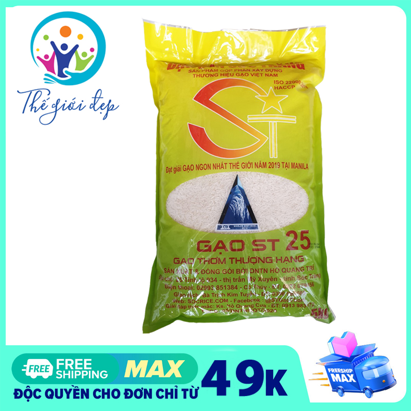 [HCM]Gạo ST25 gạo ngon nhất thế giới năm 2019 tại Manila - Philippines gạo thơm  túi 5kg
