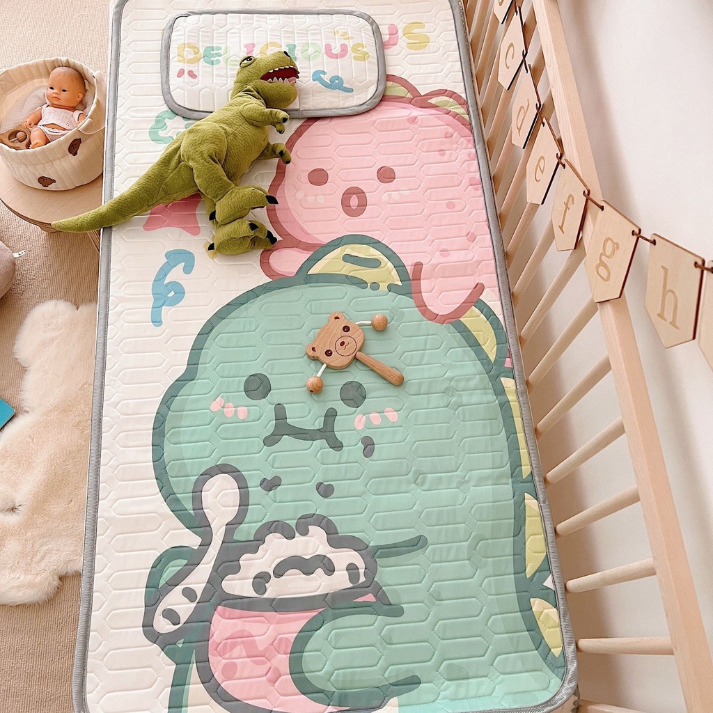 Chiếu lụa điều hoà kèm gối cho bé 60x120cm
