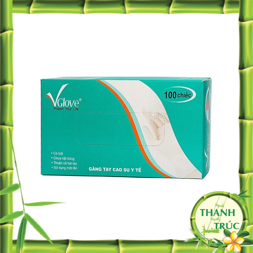 Găng tay cao su y tế vglove trơn có bột không bột full size