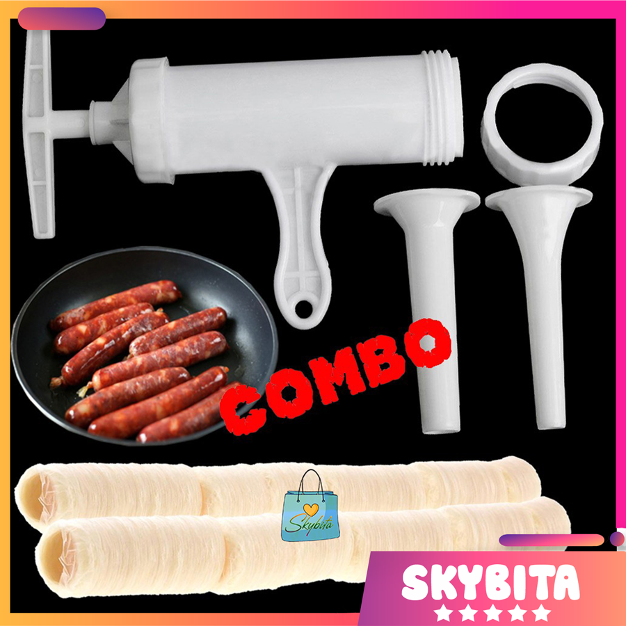 Combo 1 ống nhồi xúc xích + 2 cuộn vỏ xúc xích collagen viscofan NDX
