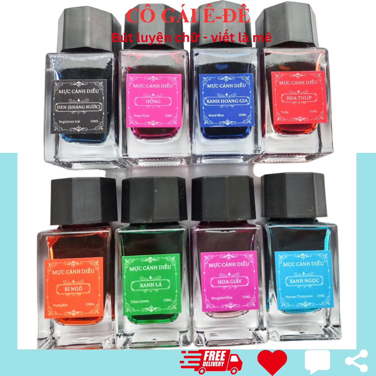 Mực Cánh Diều nhanh khô 15ml cho học sinh, giáo viên, mực học sinh viết nhanh khô 15ml không phai, không lắng cặn