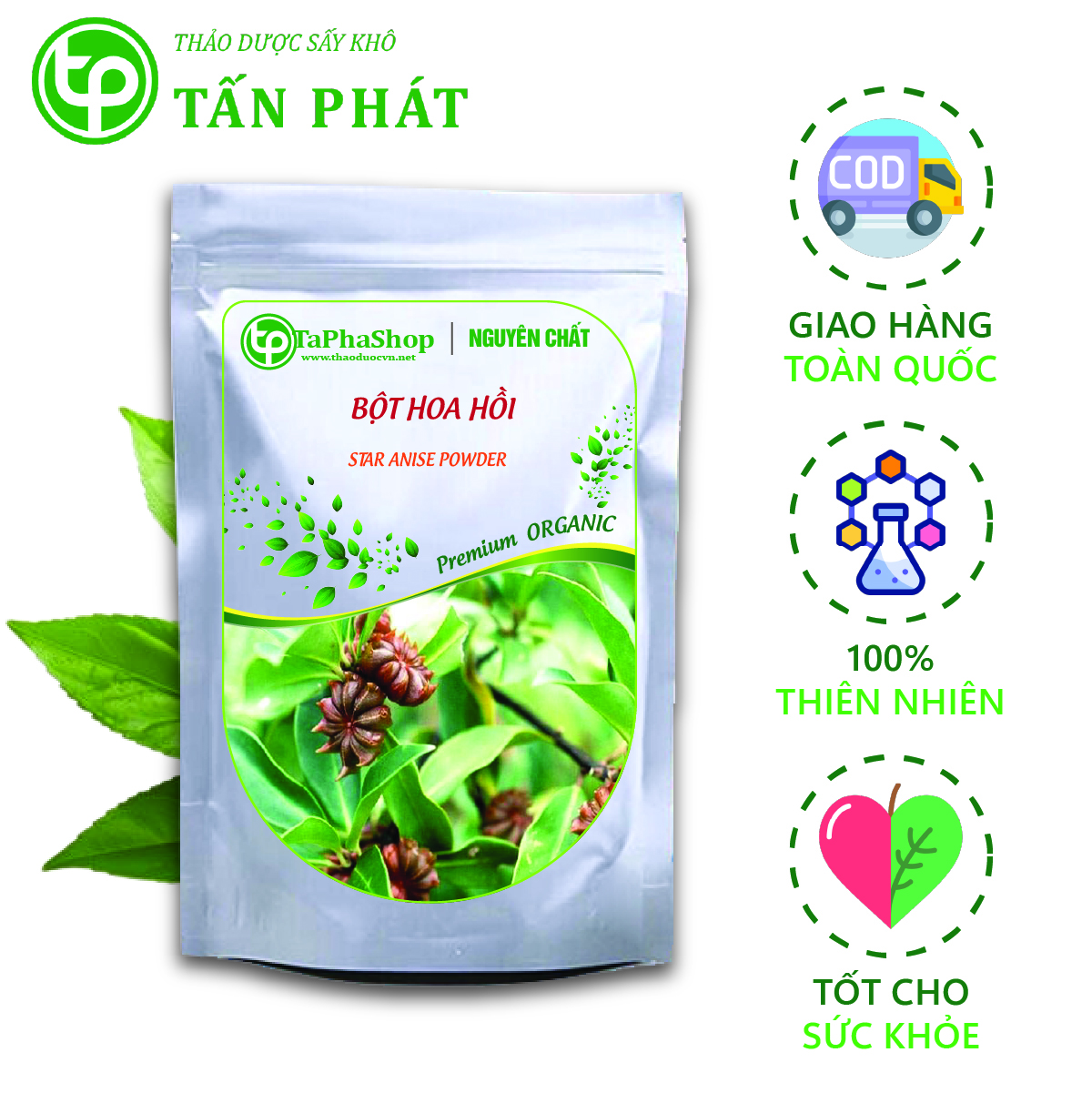 Bột hoa hồi nguyên chất túi lớn loại 1kg, nguyên liệu làm gia vị tẩm ướp, tạo hương thơm cho món ăn