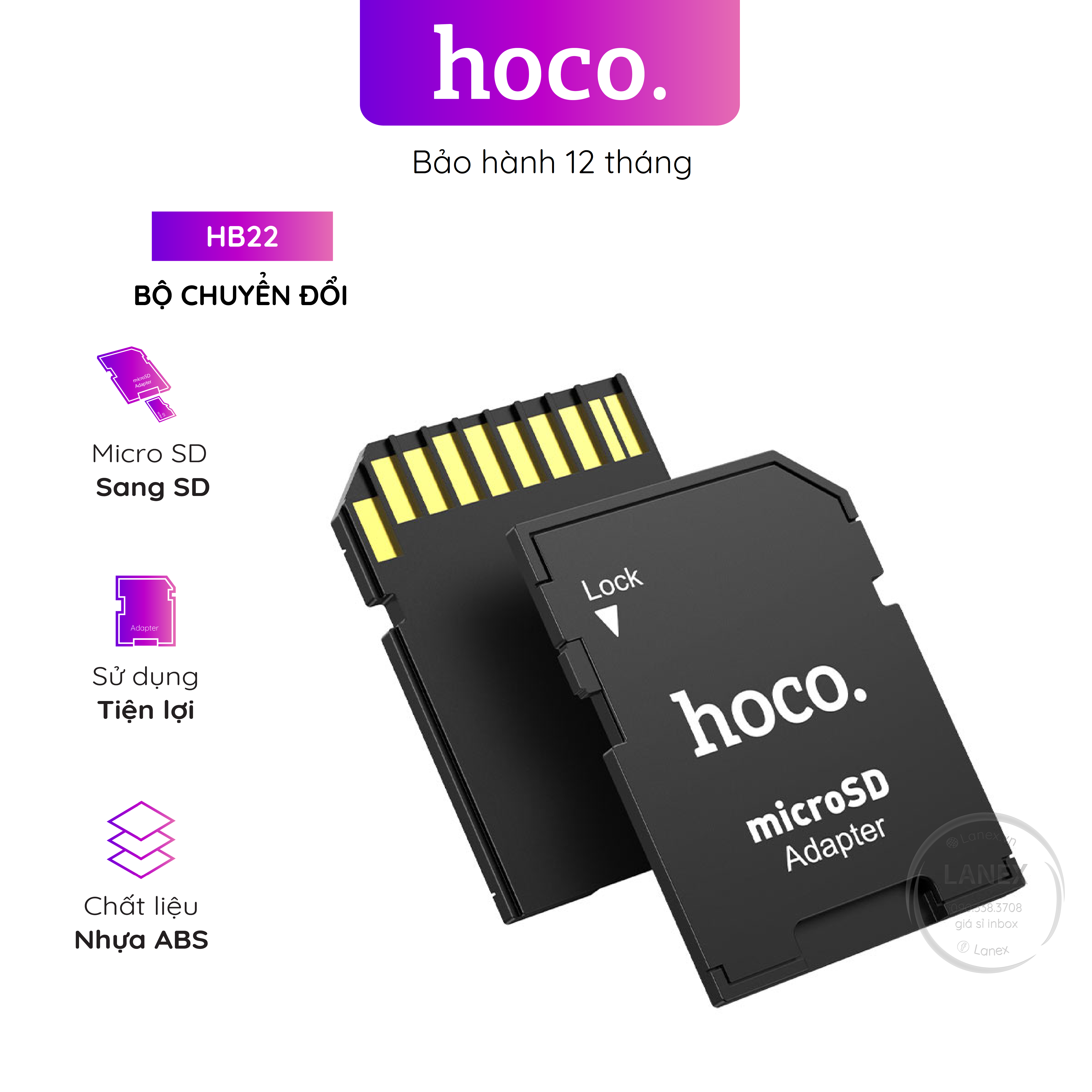 Bộ chuyển đổi hoco hb22 đầu adapter tf sang sd
