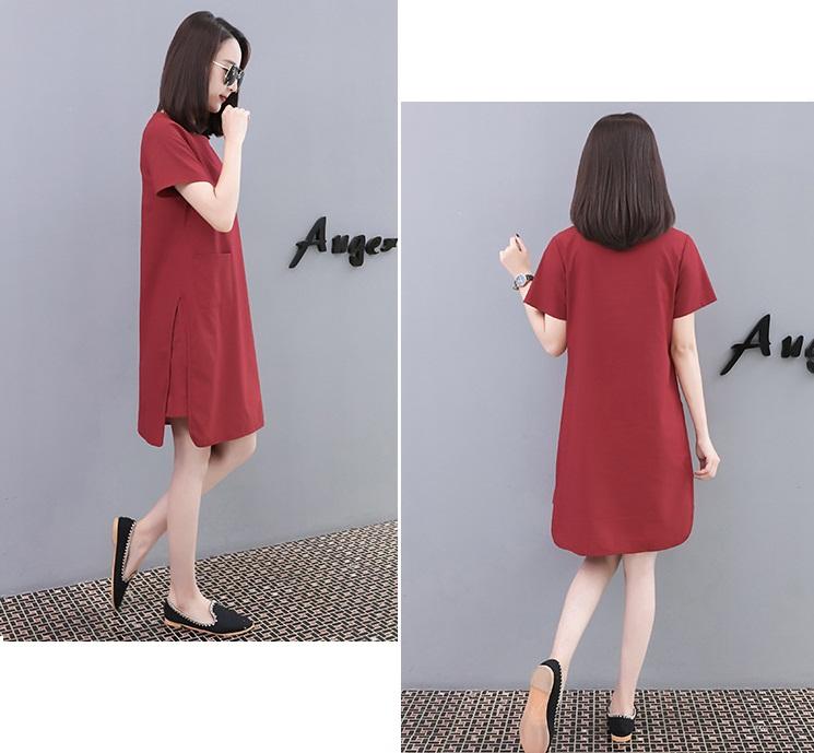 Đầm suông xẻ gấu cách điệu hai túi trước - DS105