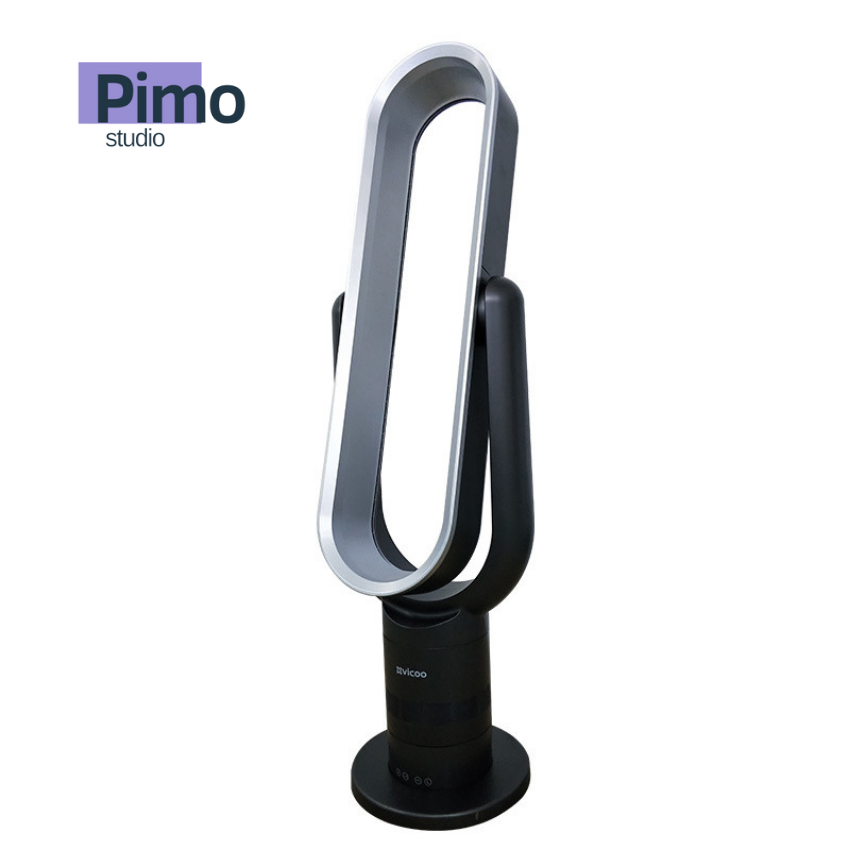 Quạt không cánh điều khiển từ xa ngả 360 độ, 10 chế độ mát điều khiển cảm ứng hiện thị tốc độ gió điều chỉnh hướng 90 độ pimo studio
