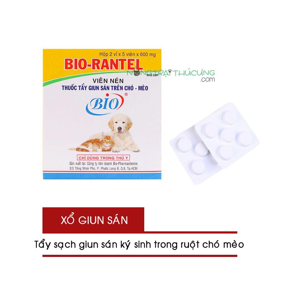 Tẩy Giun Sán BIO-RANTEL Cho Chó Mèo - Xổ Giun Chó Mèo - 1 Hộp   10 Viên   -  Nông Trại Thú Cưng  