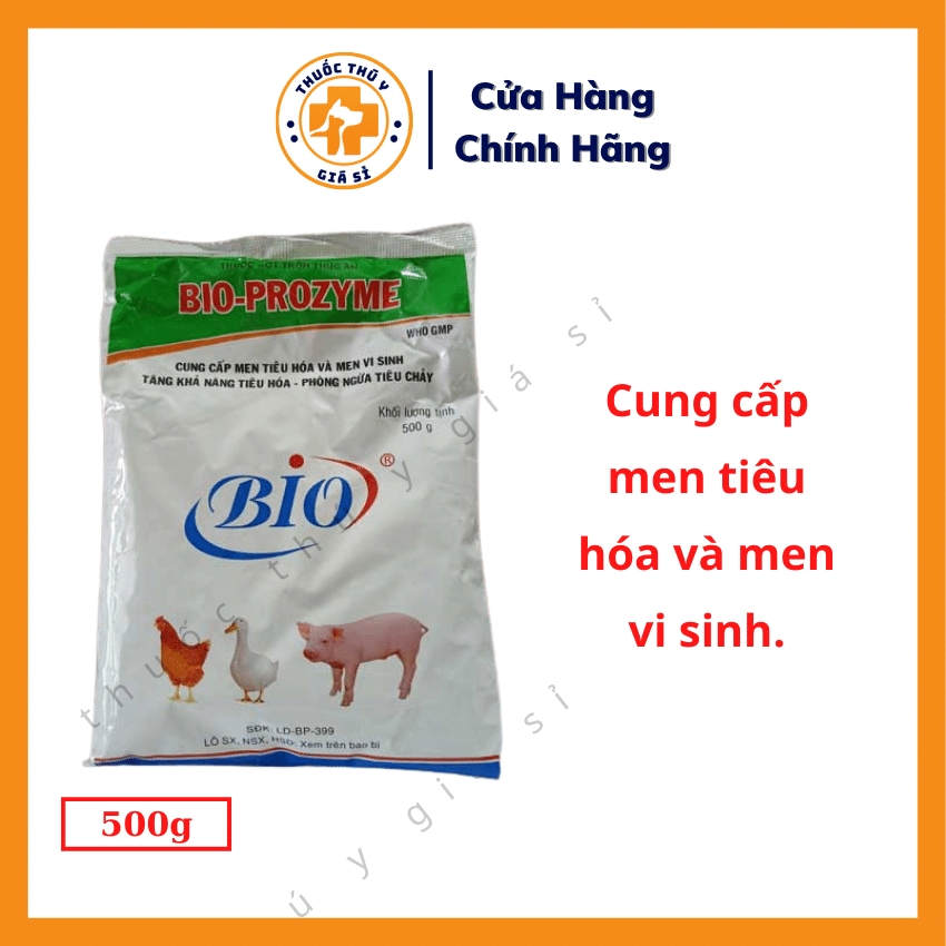 "Hoàn tiền đến 10%" Bio Prozyme 500g - Dùng Cho Tăng Khả Năng Tiêu Hóa, Phòng Ngừa Tiêu Chảy - Thú Y Giá Sỉ
