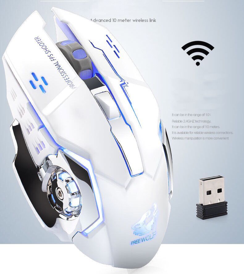 CHUỘT CHUYÊN GAME KHÔNG DÂY FREE WOLF X8 PRO CÓ THỂ SẠC PIN Wireless 2.4GHz VỚI LED TỰ ĐỘNG ĐỔI MÀU