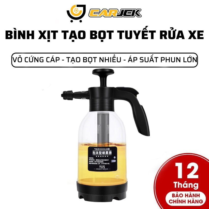 Bình xịt bọt tuyết rửa xe không chạm ô tô xe máy dung tích 2 Lít áp suất cao tặng kèm bao tay rửa xe bình xịt rửa xe không chạm