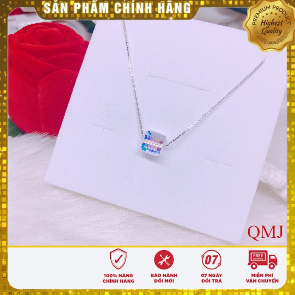 Dây chuyền bạc 925 mặt đá pha lê đổi màu xinh xắn , Trang sức bạc QMJ cam kết chất lượng, bảo hành trọn đời sản phẩm