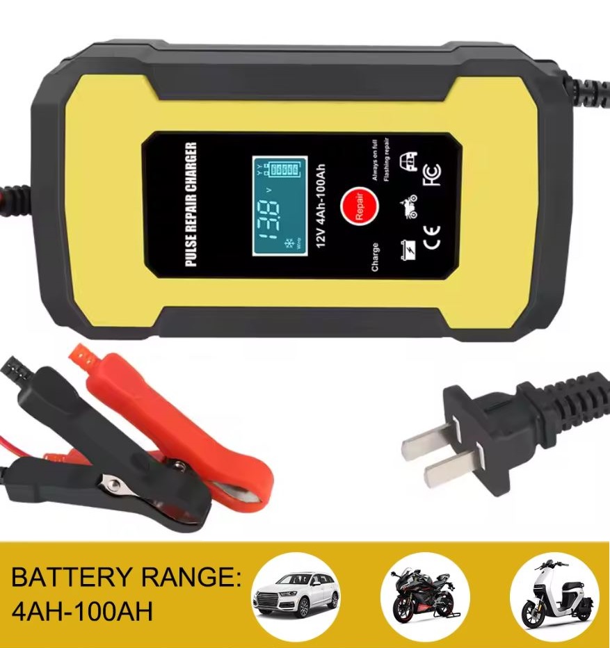 LazFlash Sale 50% Bộ Sạc Bình Ắc Quy Oto, Sạc Ắc Quy Xe máy 12V-6A-100AH Công Nghệ Sạc Nhanh, Tự Động Ngắt Điện, Có Màn Hình Led Báo Tiện Lợi, Bảo Hành 12 Tháng.