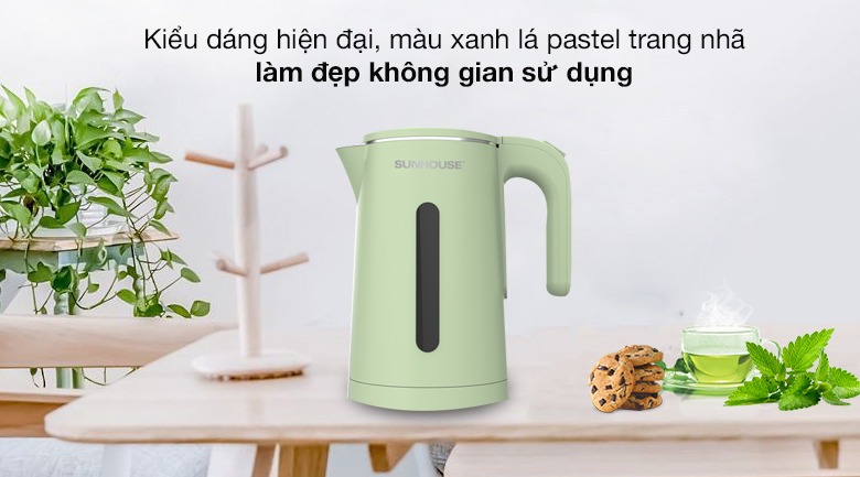 Bình đun nước siêu tốc inox 2 lớp 1.8 lít sunhouse shd1353 gía rẻ, bình đun nước siêu tốc 2 lớp cao cấp, chống bỏng sunhouse - công suất 1500w - bảo hành 12 tháng - lỗi 1 đổi 1.