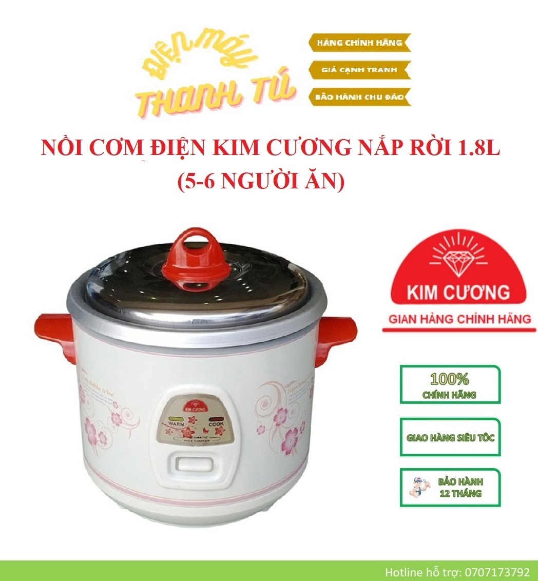 Kc 1.8l - nồi cơm điện kim cương nắp rời 1.8l bảo hành chính hãng 12 tháng