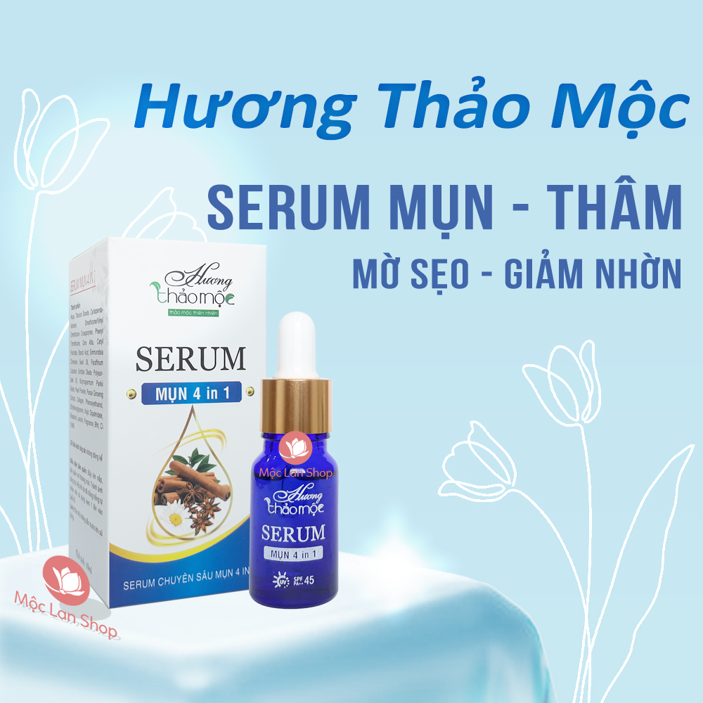Serum chuyên sâu mụn giảm thâm thâm mờ sẹo dưỡng trắng da - Serum Hương Thảo Mộc 10ml - Mỹ phẩm Mộc Lan