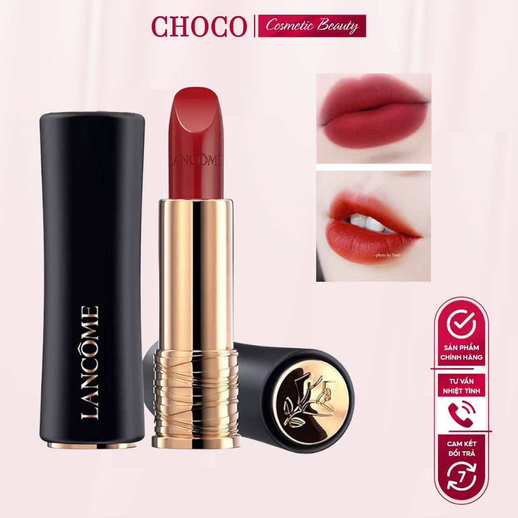 Son lancome l’absolu rouge matte 2 màu lì siêu hot 888 đỏ rượu, 196 cam cháy 1.6g