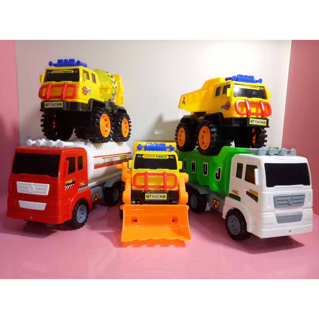 Bộ Xe Công Trường - Xe Tải - Ôtô Taxi- Xe Cứu Hoả-Xe Trộn Bê Tông-Combo Đồng Giá 39k