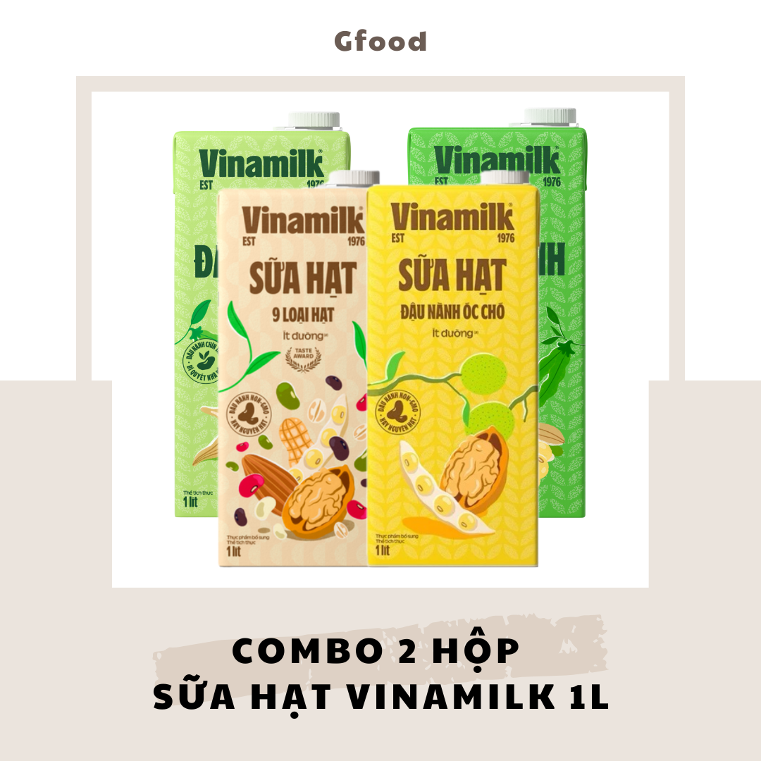   COMBO 2 HỘP  Vinamilk Sữa Hạt  9 Loại Hạt Super Nut Đậu Nành Óc Chó Đậu Nành Không Đường Đậu Nành Ít Đường  1L 