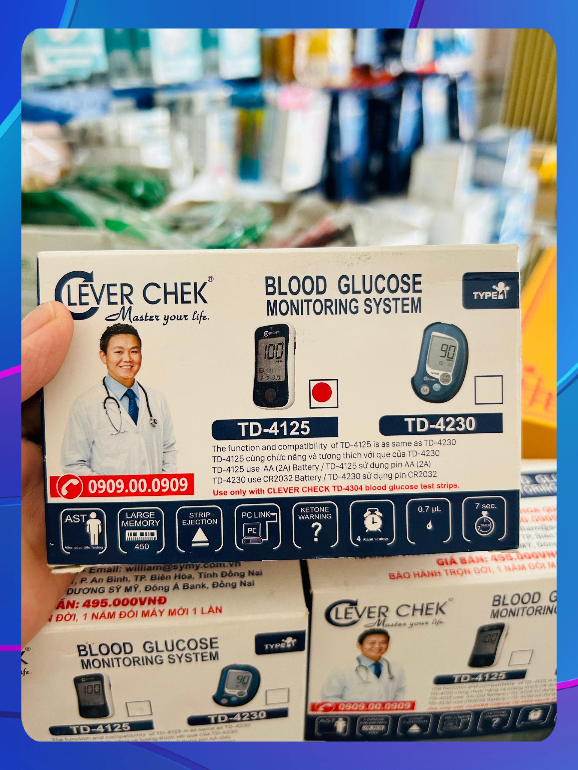 Máy đo đường huyết CLEVER-CHEK TD-4125- TẶNG KÈM 25 QUE THỬ ĐƯỜNG