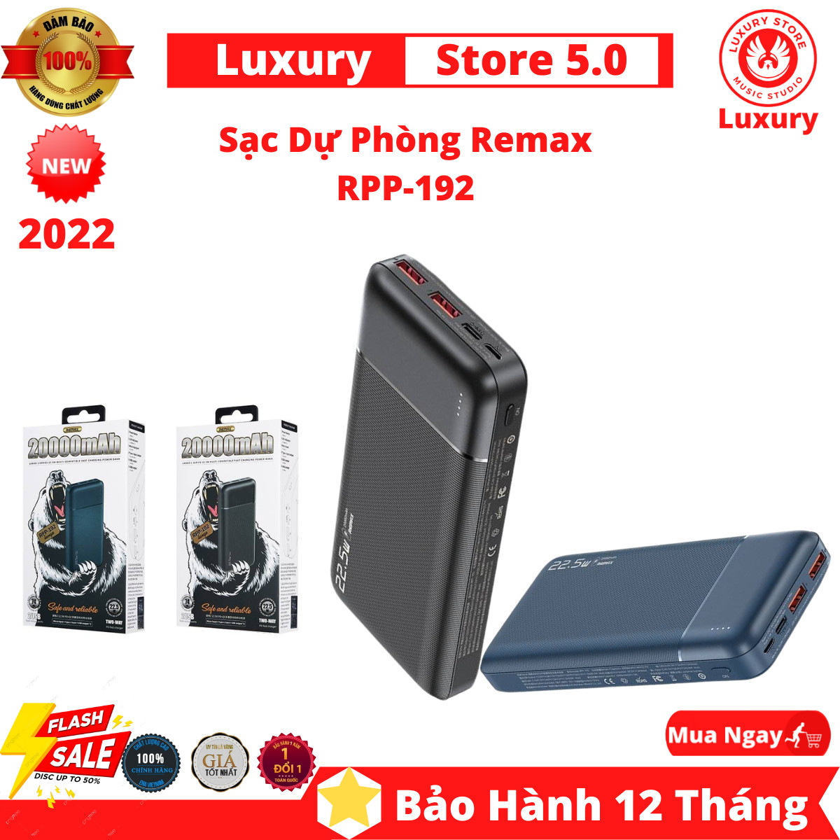 Cục sạc dự phòng,sạc pin dự phòng ,pin sạc nhanh qc3.0 pd 22.5w remax rpp-192 20.000mah sạc dự phòng,sạc nhanh qc3.0 18w 22.5w pd 18w vooc 2.0,bảo hành 12th lỗi 1 đổi 1