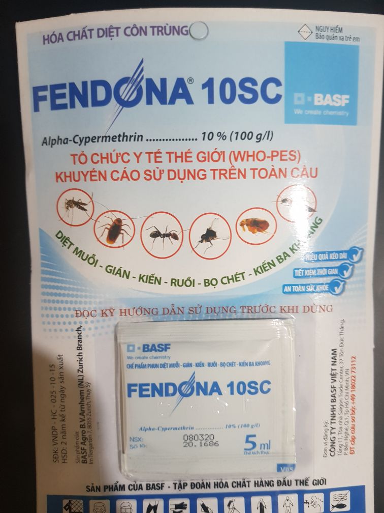 Thuốc diệt muỗi Fendona10SC gói 5ml hiệu quả rất cao không mùi diệt muỗi gián ruồi kiến ba khoang côn trùng khác hiệu lực kéo dài