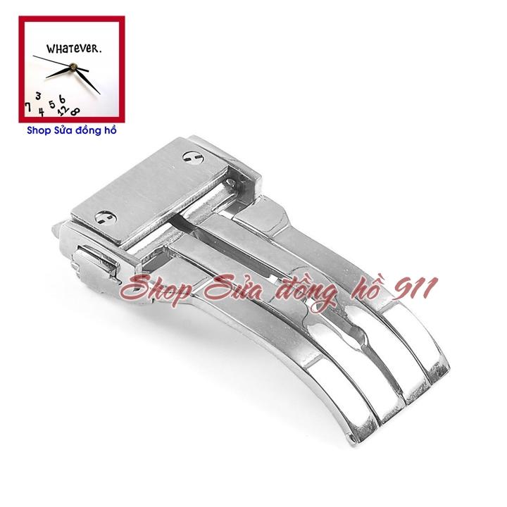 Khóa gập cao cấp dành cho đồng hồ kiểu hulot. Màu Trắng Bạc Silver. Size 18, 20, 22mm