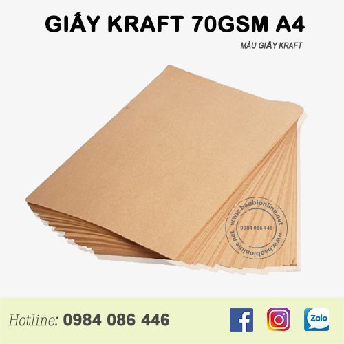 500 tờ khổ a4 giấy xi măng giấy kraft định lượng 70gsm