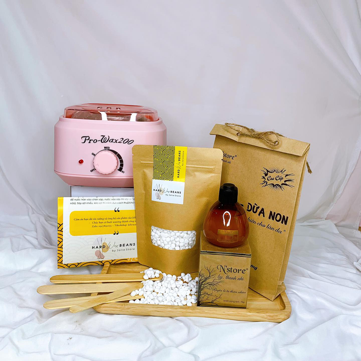 Combo triệt lông sáp wax nóng wax lông, nồi nấu sáp pro wax 200, tặng kèm mỡ trăn nguyên chất