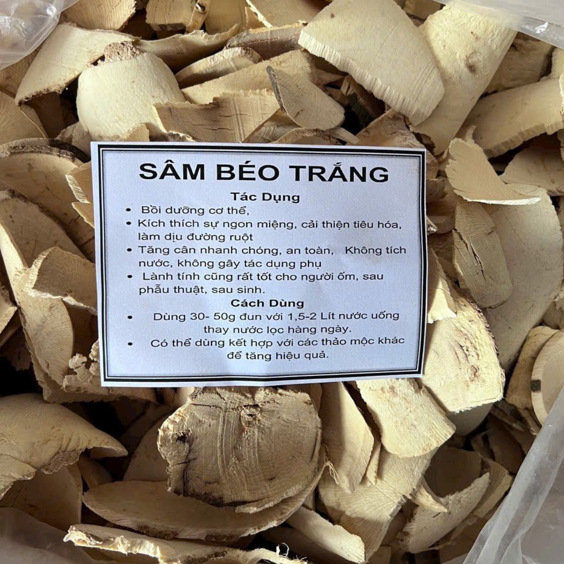 (1kg) Dried White Fat Ginseng Herb for Weight Gain for Skinny People, Sliced ​​Dried White Fat Ginseng