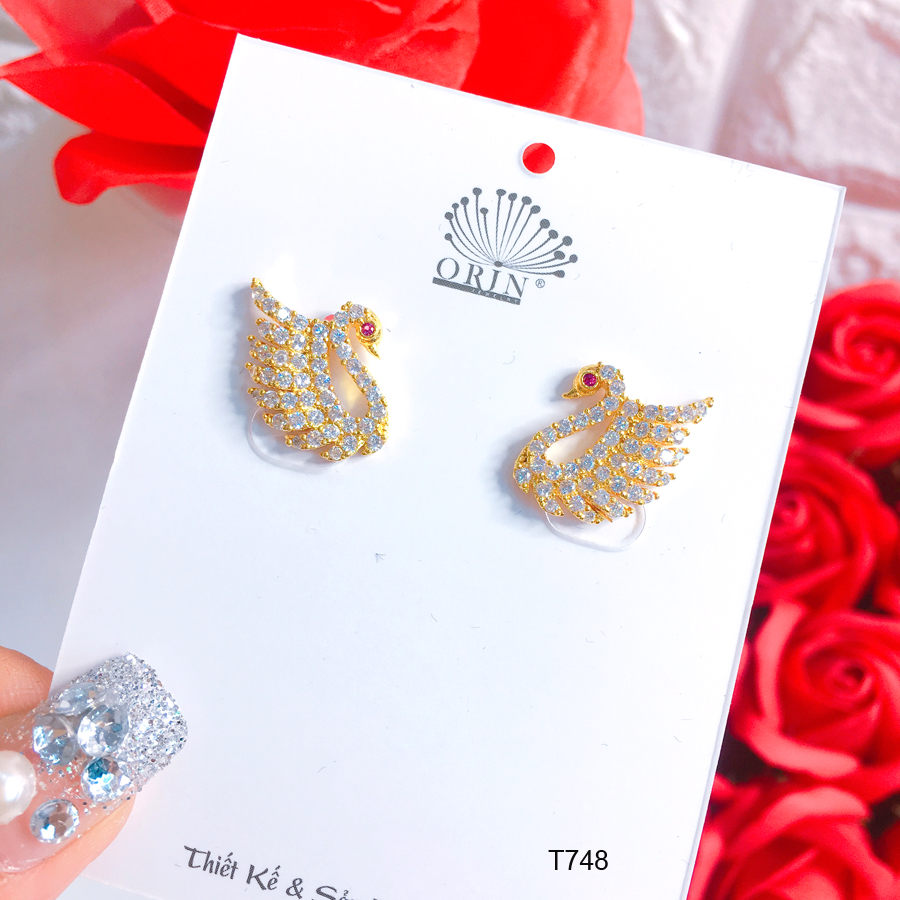 Bông tai, khuyên tai thiên nga đính đá thời thượng Orin T748