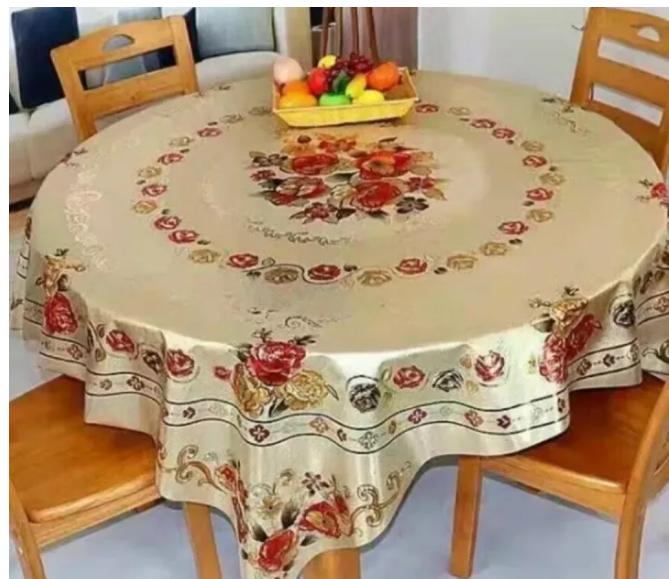 Khăn trải bàn tròn 1m5 3D nhiều mẫu đẹp - tấm chải bàn nhũ vàng decor chống thấm- khăn trải bàn tròn- Khăn trải bàn