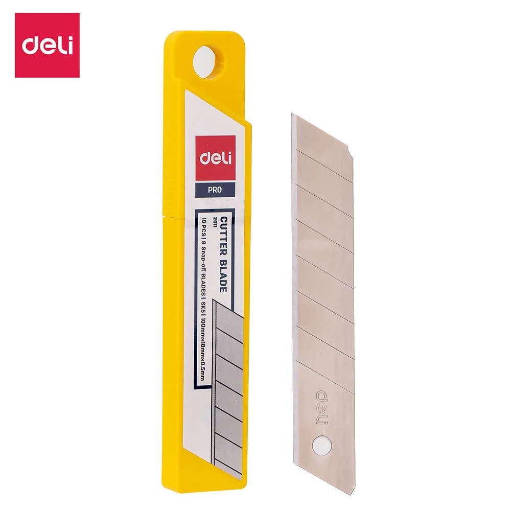 Lưỡi dao rọc giấy lớn deli 2011 0.5mm x 18mm x 100mm-hộp 10 lưỡi