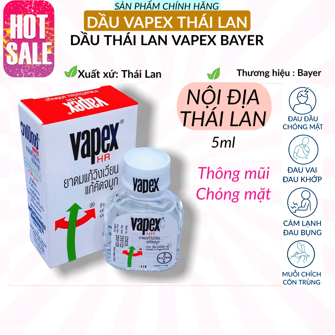 Dầu Vapex 5ml Thái Lan Chính Hãng - Thông mũi nghẹt mũi