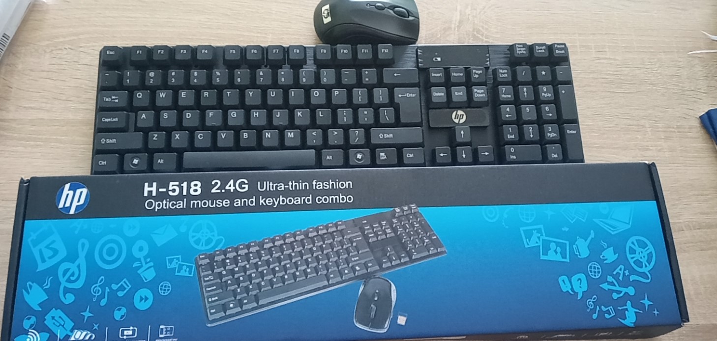 Combo Bàn Phím + Chuột  Không Dây HP-518. Bảo hành 24 tháng
