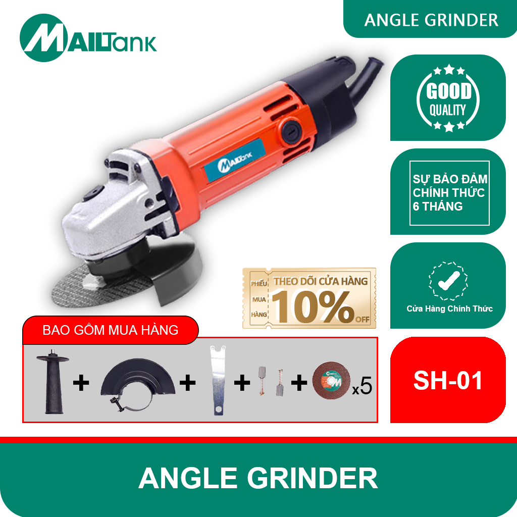 MaiLTank Máy mài cầm tay màu đỏ 600W máy mài góc mini máy cắt sắt cầm tay Thích hợp cho Gia đình máy cắt cầm tay Tặng kèm 5 miếng cắt máy cắt sắt cầm tay SH01