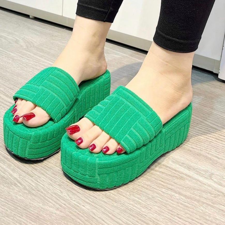 Dép nữ quai ngang bản nhung cao cấp 7cm