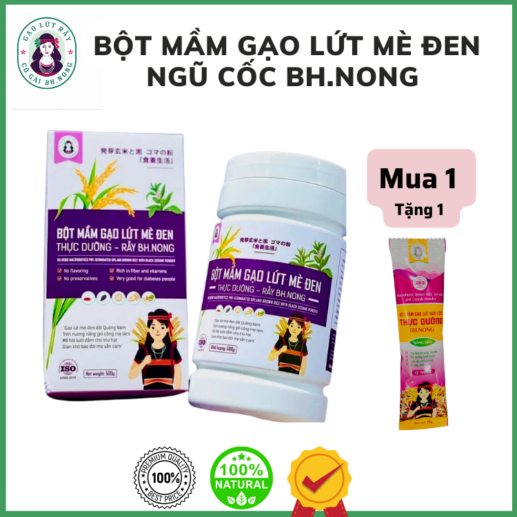 Bột Mầm Gạo Lứt Mè Đen BH.NONG - Bột gạo lứt ngũ cốc Bhnong KHÔNG ĐƯỜNG cung cấp dinh dưỡng lành mạnh, phù hợp người tiểu đường, ăn kiêng, bữa sáng, bữa phụ an lành