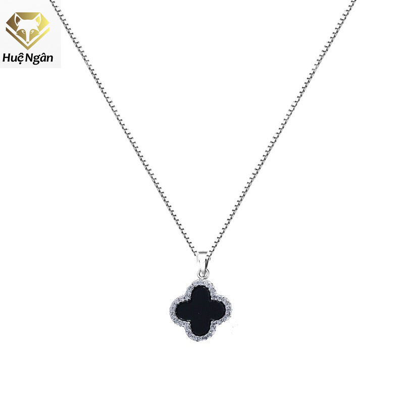 Bộ dây chuyền liền mặt trang sức bạc ý 925 huệ ngân - cỏ bốn lá may mắn pp1511